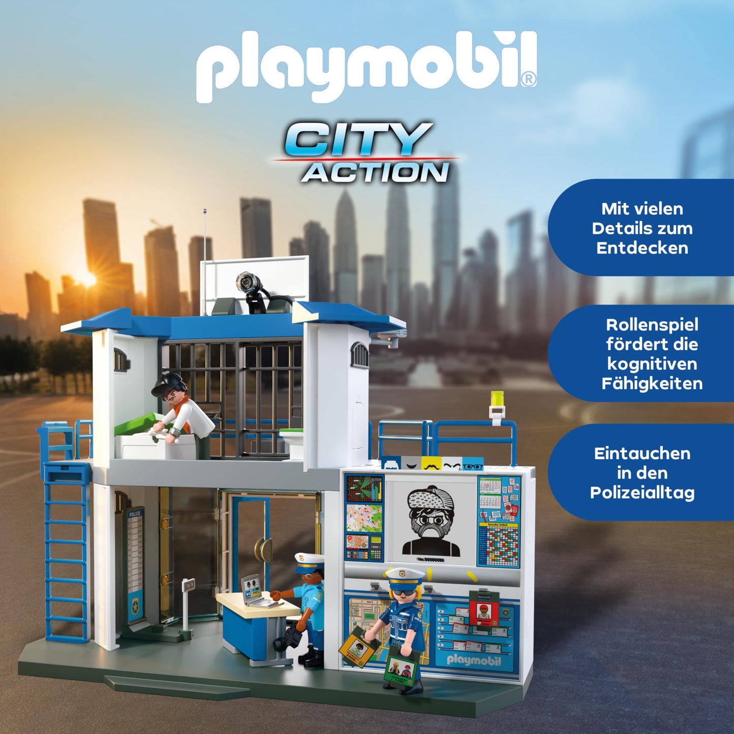 Playmobil 71874 Secție Poliție cu cameră interogare, 4+