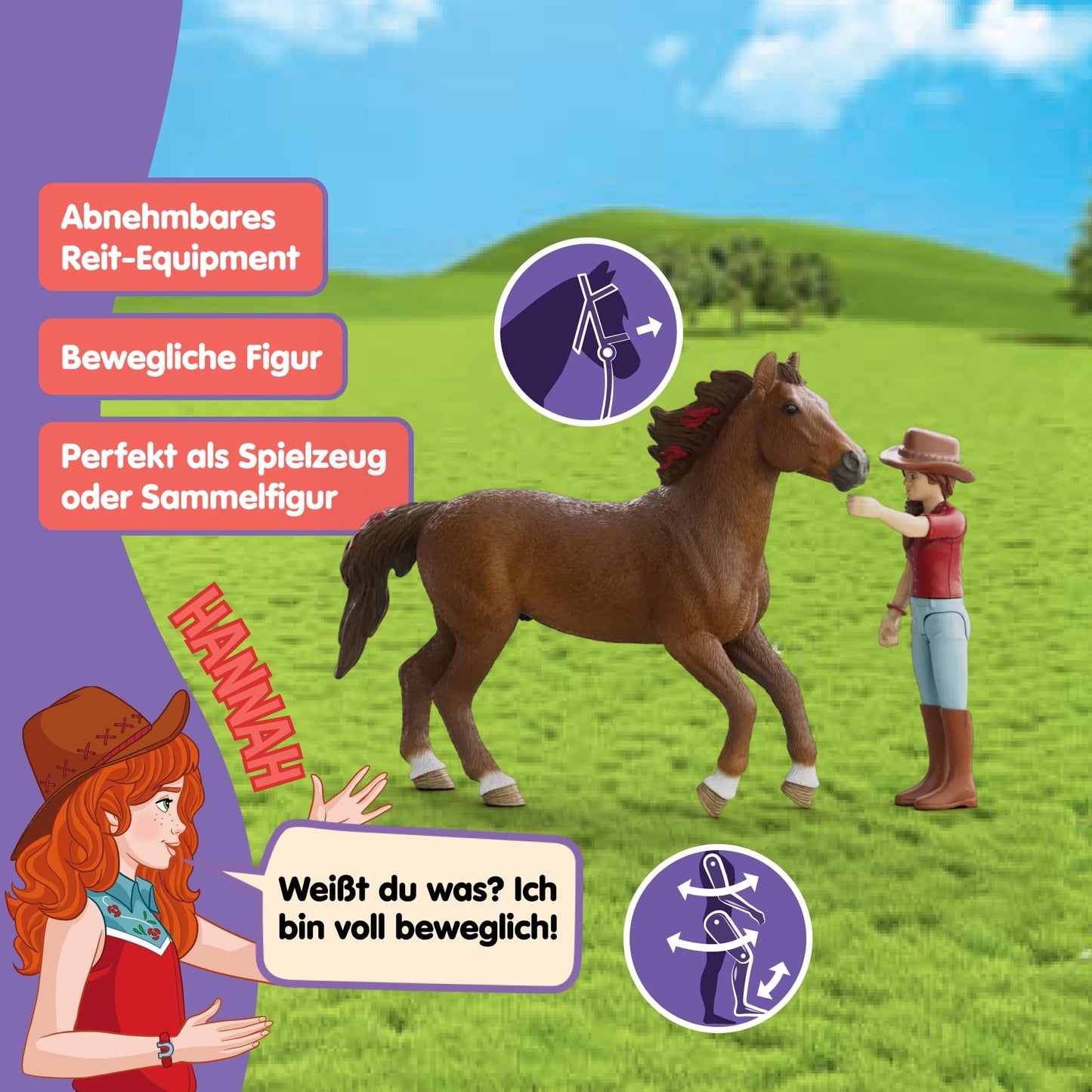Schleich 42711 Set Cai Hannah & Cayenne, 6 piese, 5+ ani