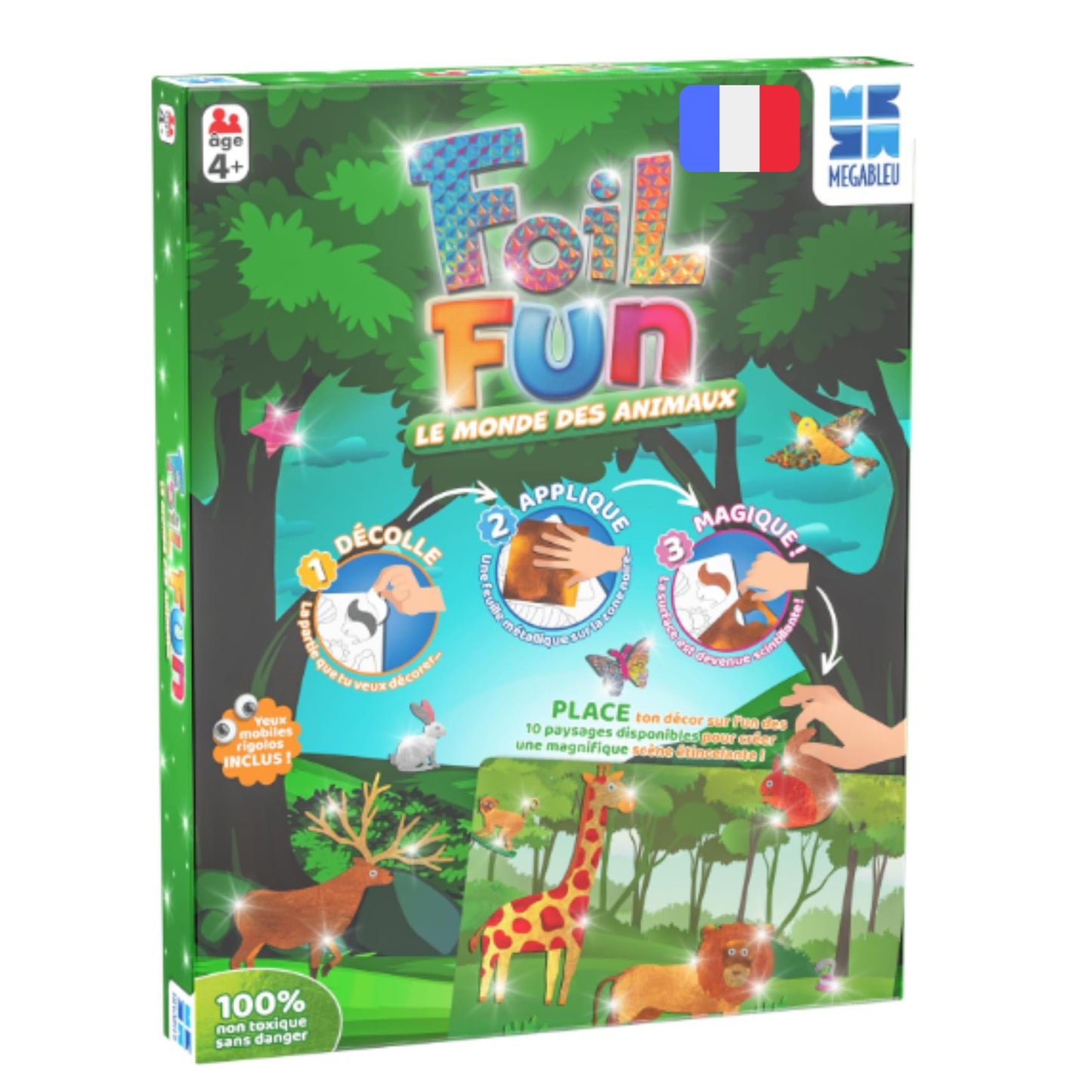 Megableu Foil Fun Set creativ cu foi metalice Regatul animalelor activitate creativă pentru copii de la 4 ani