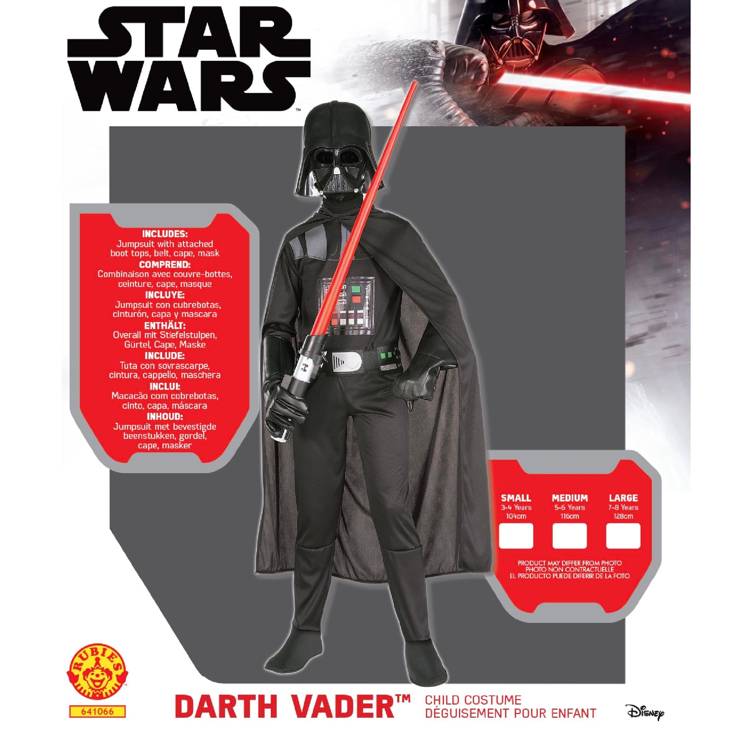 Rubie's Costum Oficial Disney Star Wars Darth Vader, Mărime copii S, Vârsta 9-10 ani