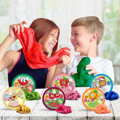 MAGIC DOUGH FRUIT FANTASTIC | Plastilină parfumată - Set inteligent 70g, elastică și săltăreață - 6 variante disponibile