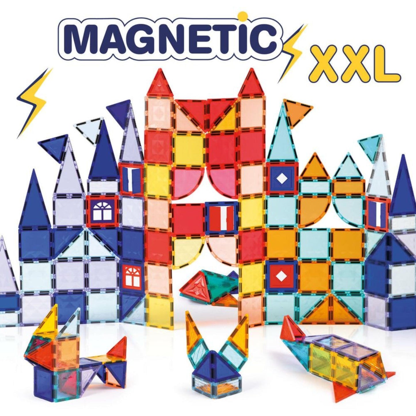 LUDI Magnetische XXL Set de construcție 3D cu 100 piese magnetice pentru copii de la 3 ani