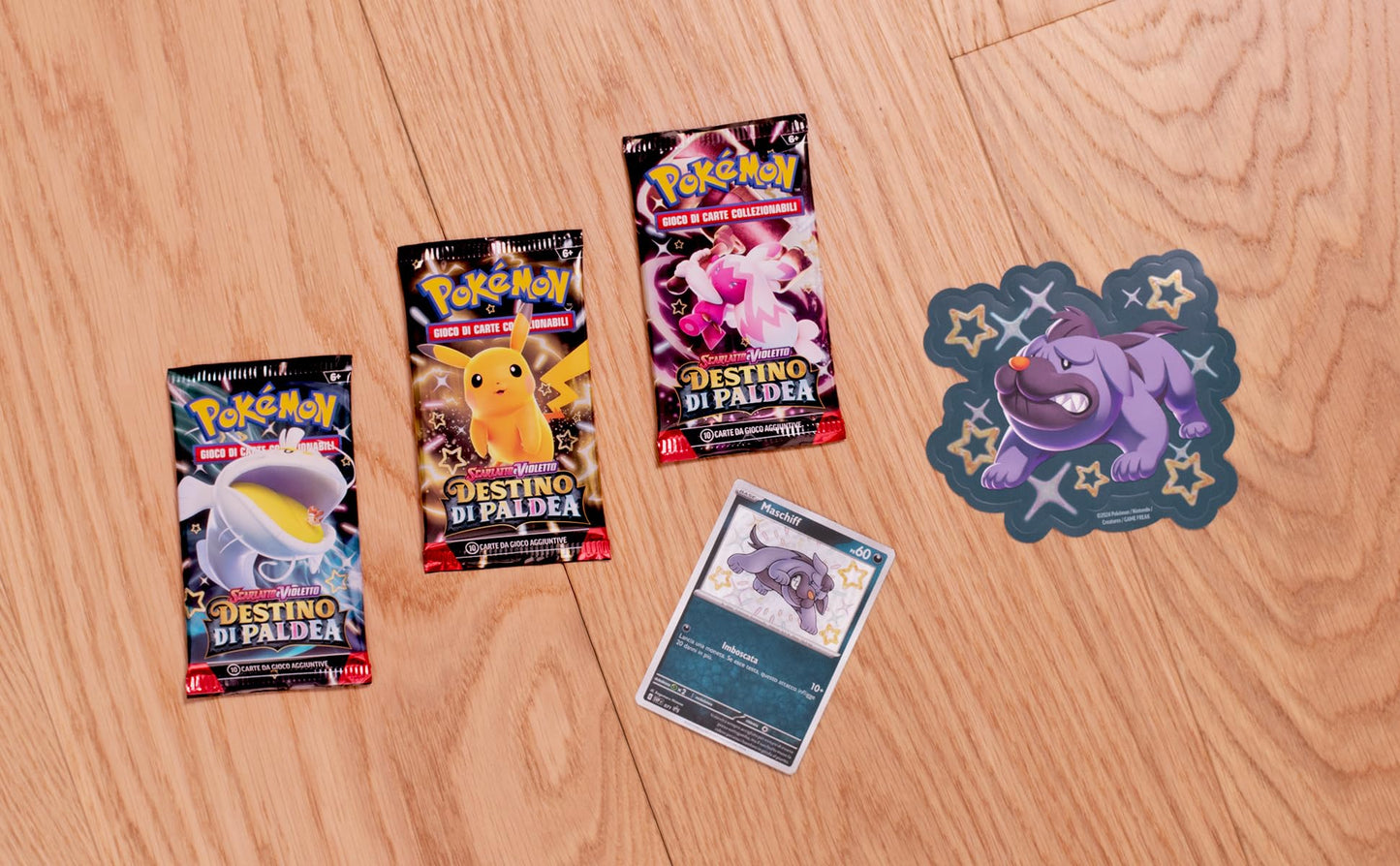 Pokémon Colecție Stickere Maschiff, 3 plicuri (italiană)