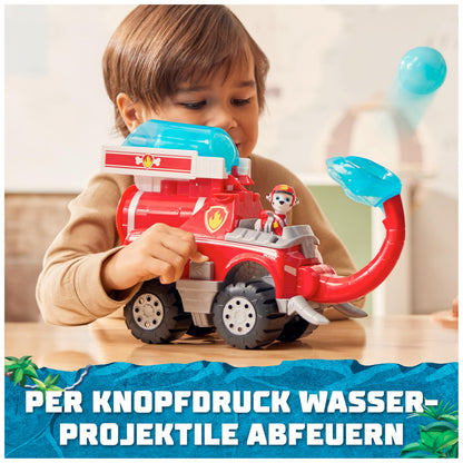 PAW Patrol Jungle Pups - Vehicul mare cu elefant și apă (vehicul deluxe) și figurina Marshall Hero Pups, jucărie pentru copii de la 3 ani