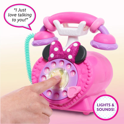 Telefon de jucărie Disney Junior Minnie Mouse cu disc de apelare, efecte de lumină și sunet, pentru copii de la 3 ani, de la Just Play
