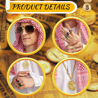 Ulikey Costum șeic arab alb cu accesorii, 2XL