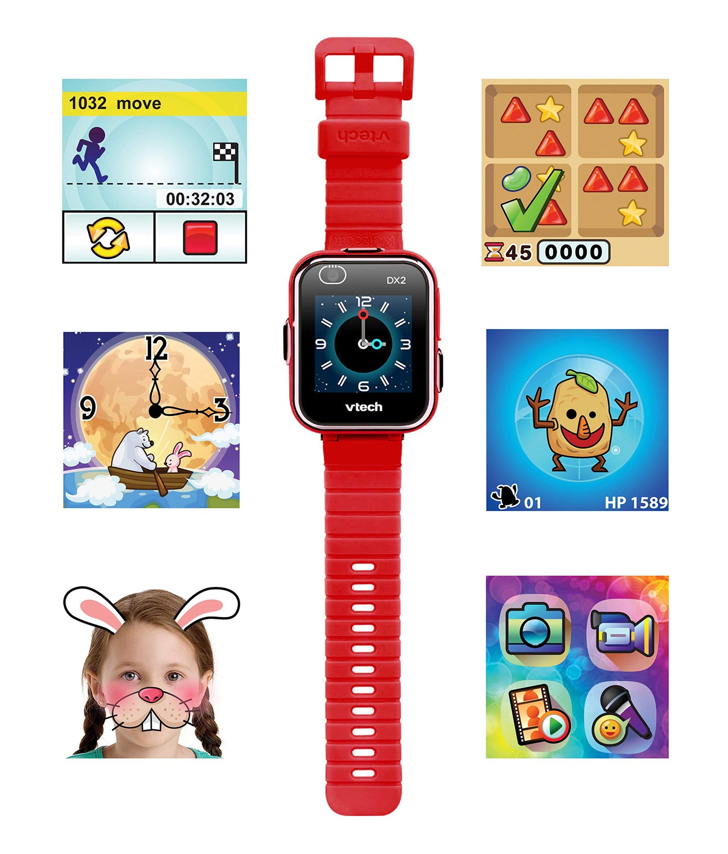 VTech Kidizoom DX2 Ceas smartwatch, rosu