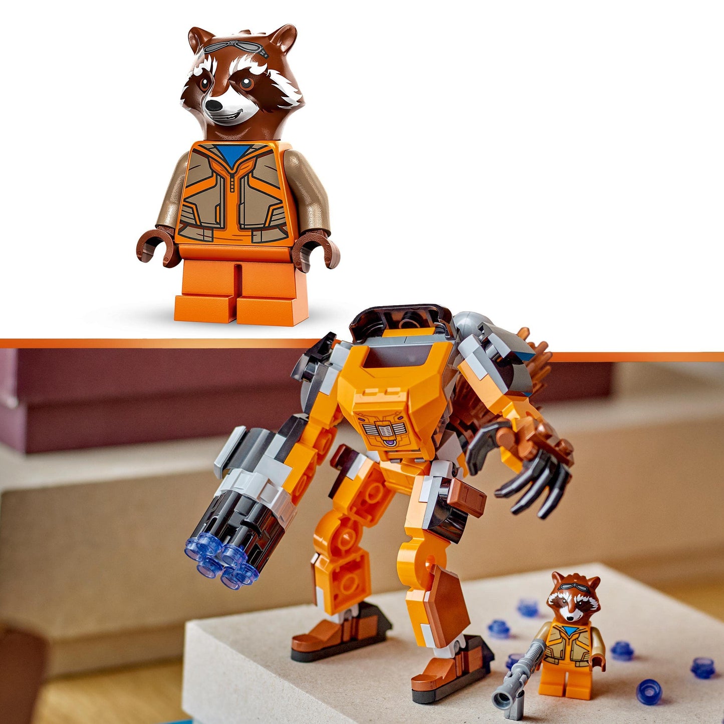 LEGO 76243 Armura robot Rocket Marvel, 98 piese