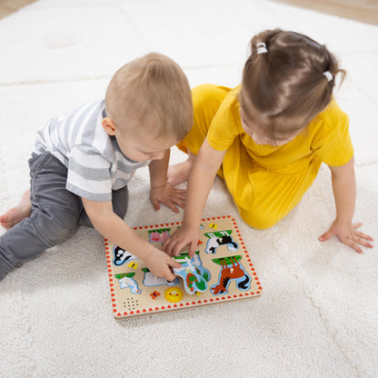Melissa & Doug Puzzle sonor Animale de Fermă, 8 piese, 2+ ani