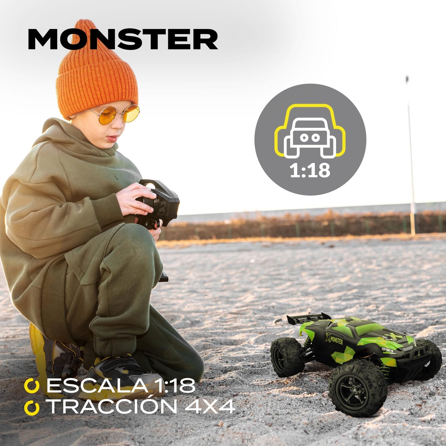 Overmax X-Monster 3.0 Mașină RC 4x4, 45 km/h, Mărime Mare 1:18, 2 Baterii 850 mAh, 100m Rază de Acțiune, Suspensie Independentă, Certificat TUV (X-Monster)