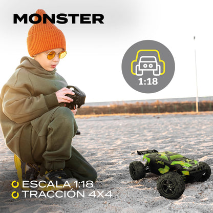 Overmax X-Monster 3.0 Mașină RC 4x4, 45 km/h, Mărime Mare 1:18, 2 Baterii 850 mAh, 100m Rază de Acțiune, Suspensie Independentă, Certificat TUV (X-Monster)