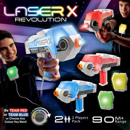 Set de blasteri pentru 2 persone - Laser Tag. 2 blasteri si 2 indicatori. Laser X Revolution