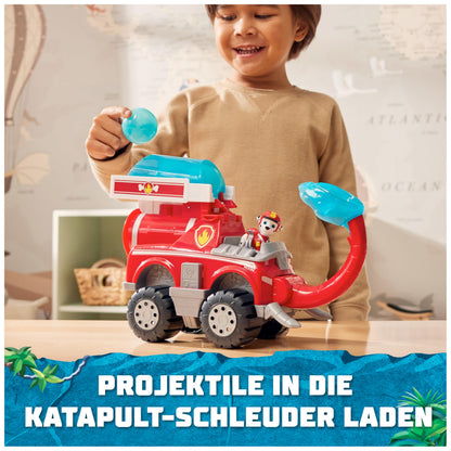 PAW Patrol Jungle Pups - Vehicul mare cu elefant și apă (vehicul deluxe) și figurina Marshall Hero Pups, jucărie pentru copii de la 3 ani