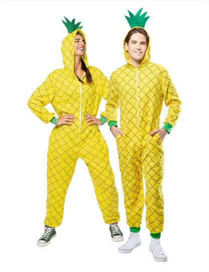 Rubie's Costum Ananas jumpsuit cu gluga, marime unica
