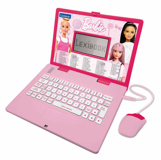 Laptop educativ Lexibook JC598BBi5 Barbie, bilingv (engleză/italiană), cu 124 de activități pentru învățare, joacă și muzică, roz.