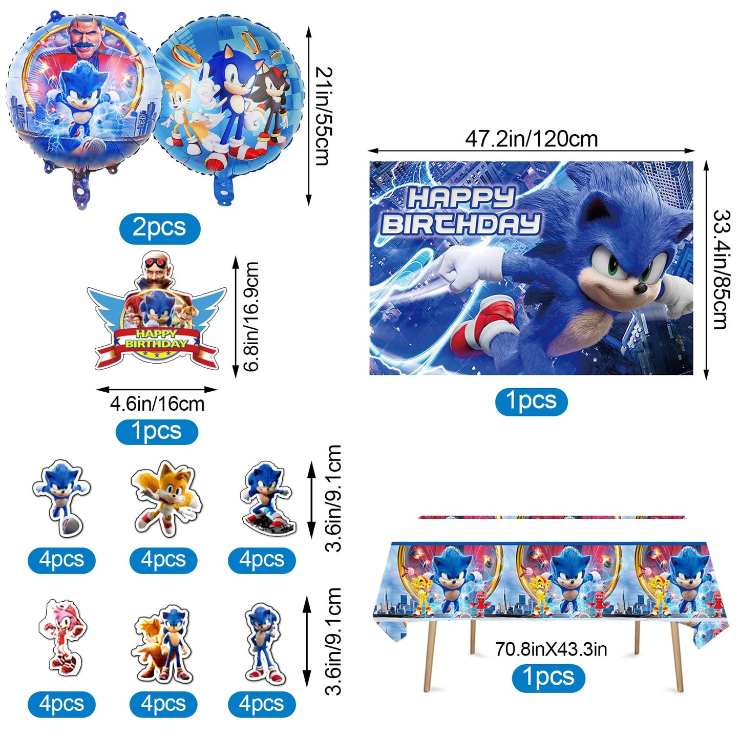 miazcww WB89 Set de petrecere pentru ziua de naștere 101 piese decor pentru 6 ani