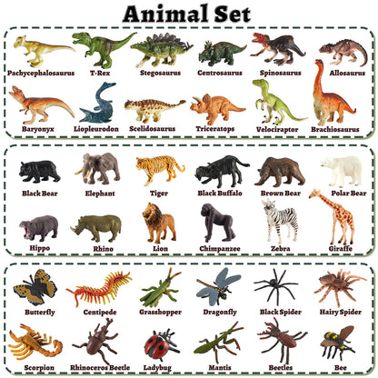 TOEY PLAY Set 36 Figurine Animale, Dinozauri, Insecte
