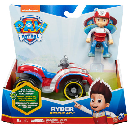 PAW PATROL, Quad de salvare cu figura lui Ryder (Vehicul de bază sustenabil), jucărie pentru copii de la 3 ani