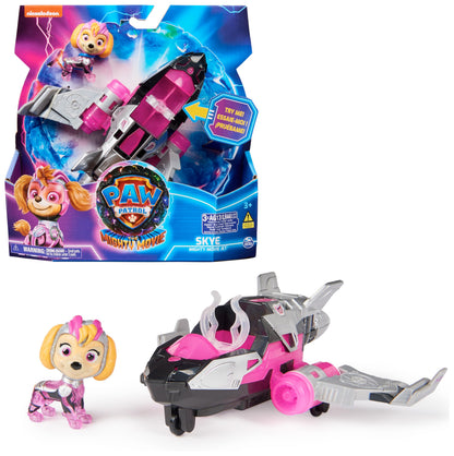 PAW Patrol: Filmul Mighty, Vehicul de Supererou Skye cu Figurina Câine, Avion cu Efecte de Lumină și Sunet, Jucărie pentru Copii de la 3 Ani