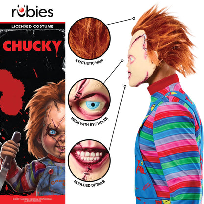 Rubie's Rubies Masca Oficială Chucky Cusută 3/4 pentru Adulți, Mărime Unică