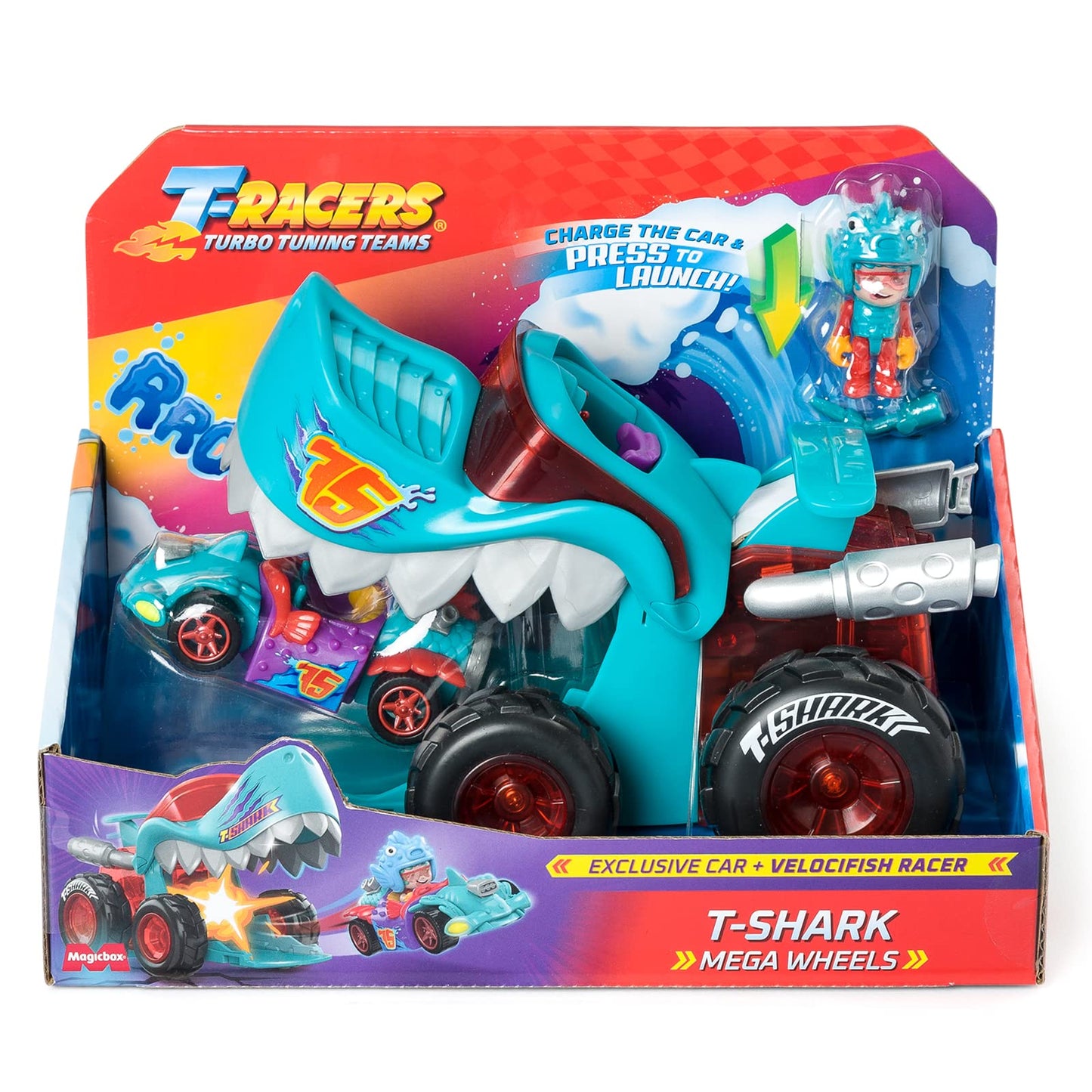 T-Racers Mega Wheel T-Shark Set de joaca cu masinuta