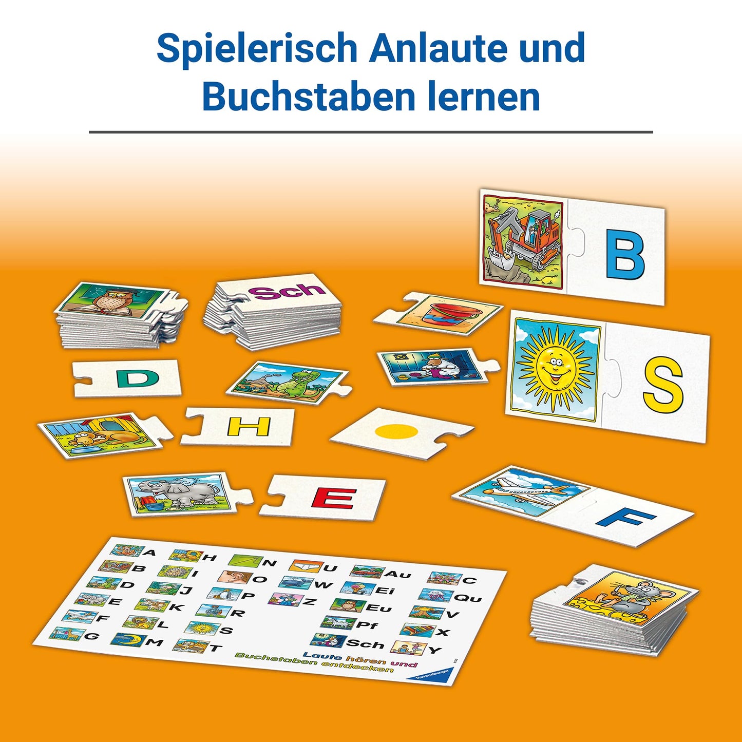 Ravensburger 24951 - E wie Elefant - Joc educativ pentru copii 5-7 ani, învățare prin joacă pentru 1-4 jucători