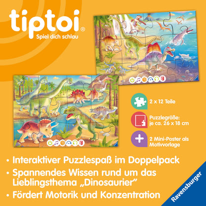 Ravensburger tiptoi 00198 Puzzle Dinozauri, 3+ ani