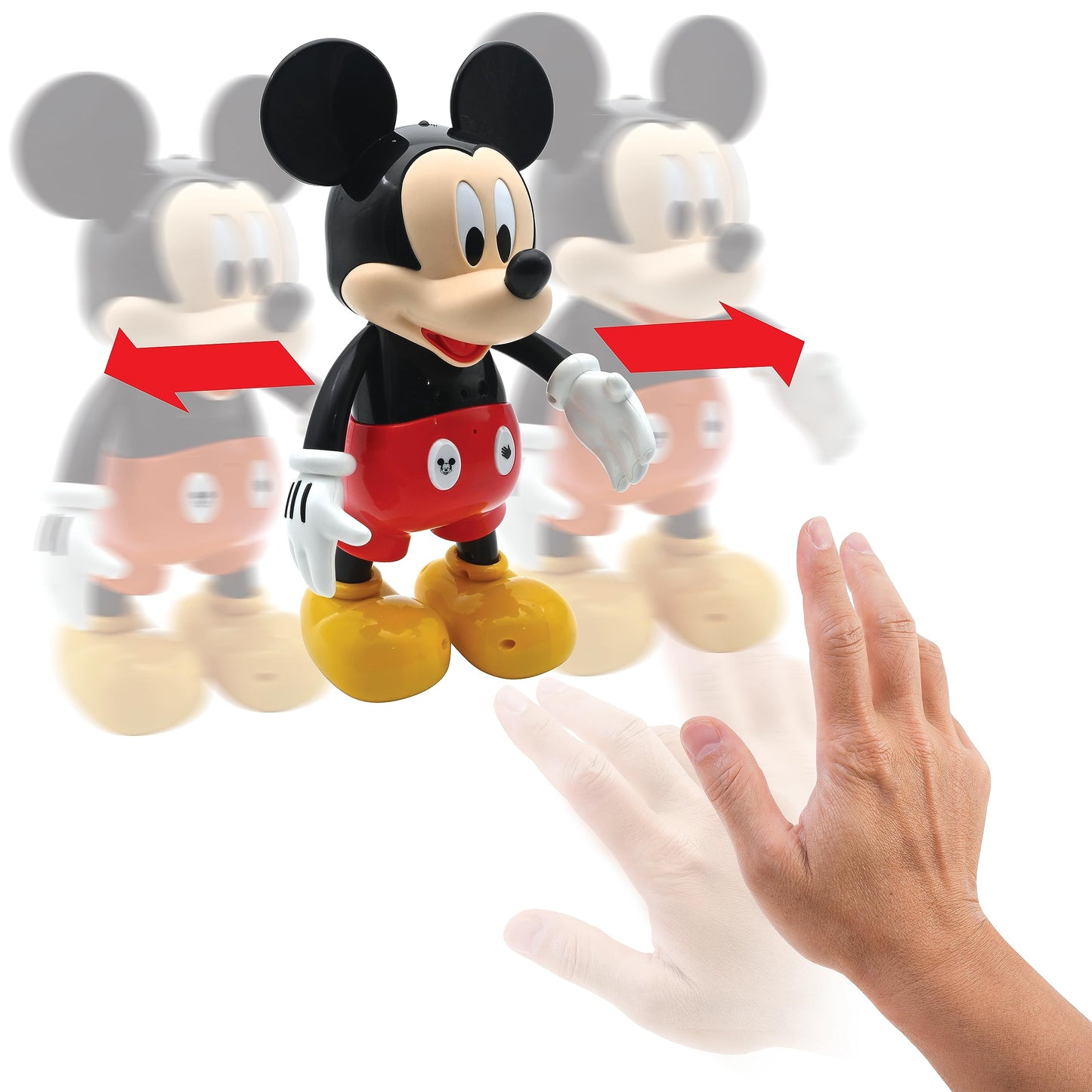 Robot educativ interactiv Mickey Disney LEXIBOOK MCH01i1 - Engleză/Franceză, 100 de întrebări educaționale, efecte de lumină, dansuri, programabil, articulat, negru/roșu, mediu.