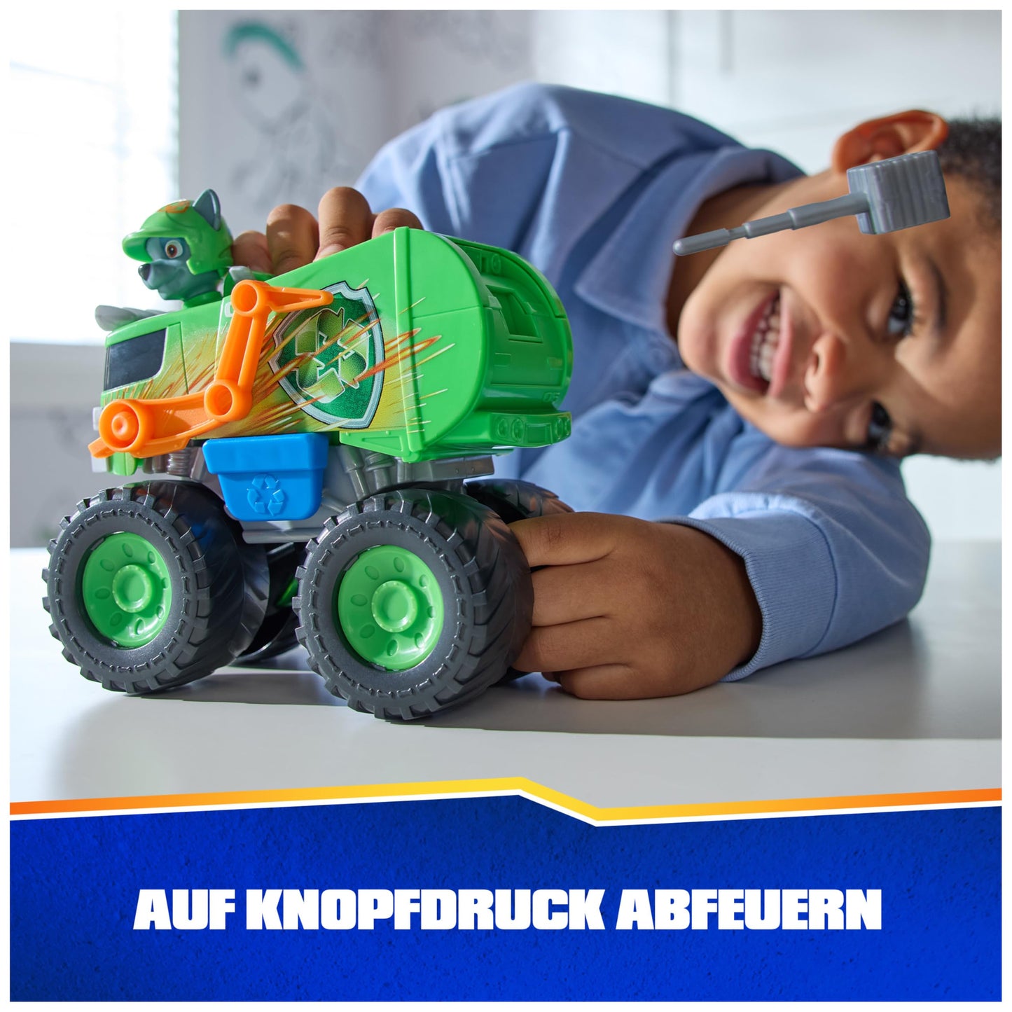 PAW PATROL Rescue Wheels Set de joacă Monstertruck reciclare Rocky cu lansator de proiectile și figurină câine 3+ ani