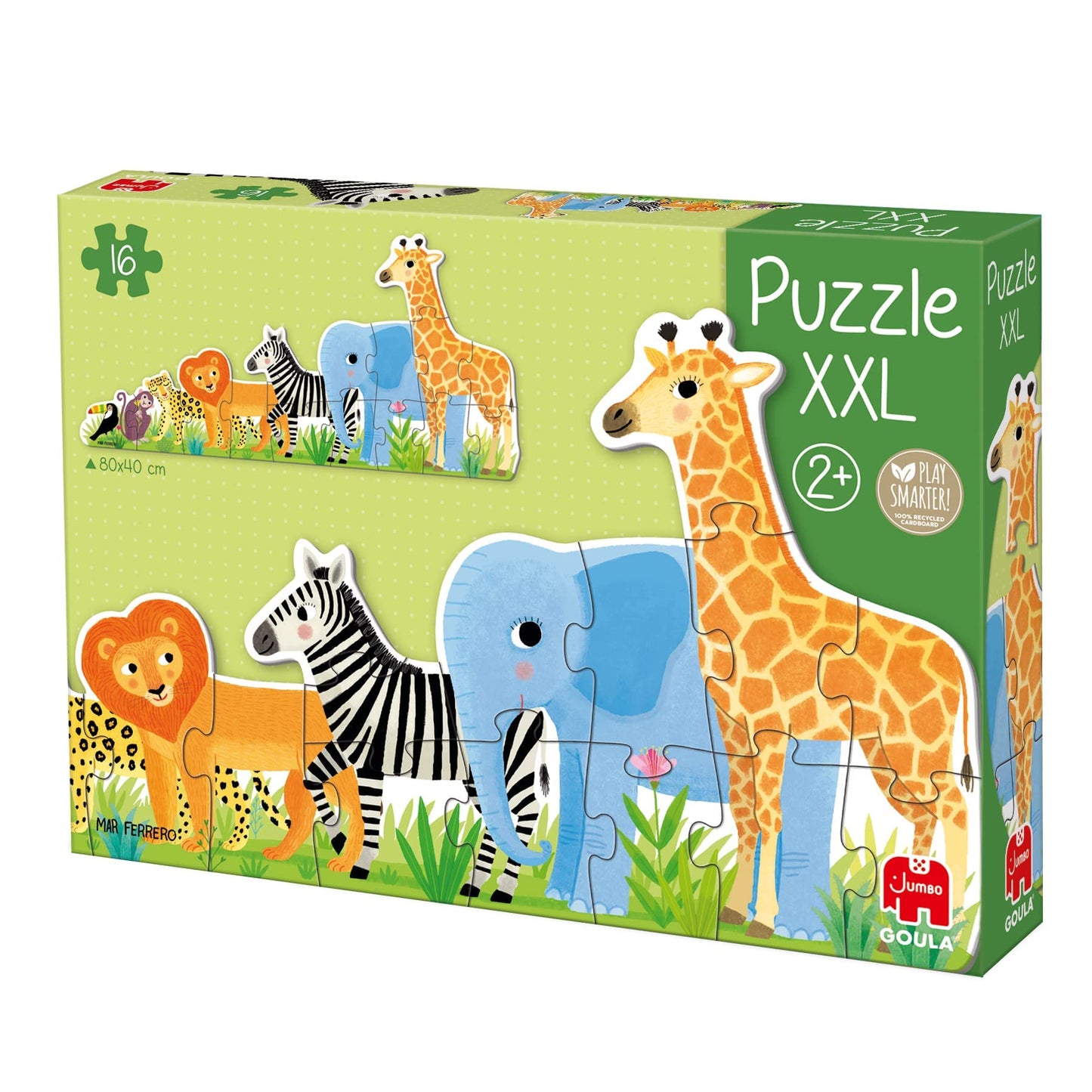 Goula D53426 - Puzzle XXL - Junglă, de la mic la mare, pentru copii de la 2 ani