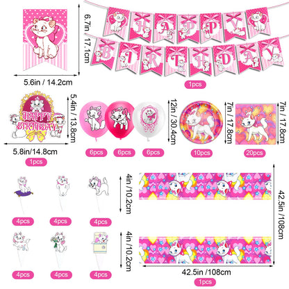miazcww WB46 Set de decorare pentru petrecere de ziua de naștere Marie 81 piese