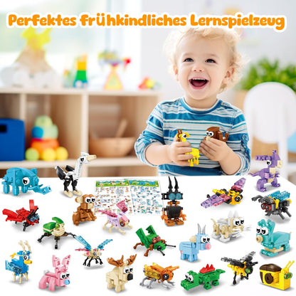 MOONTOY Set constructie animale 3-in-1, 24 piese