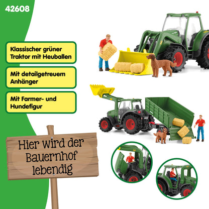 Schleich 42608 Set Tractor cu Remorca, Farm World, 50 piese