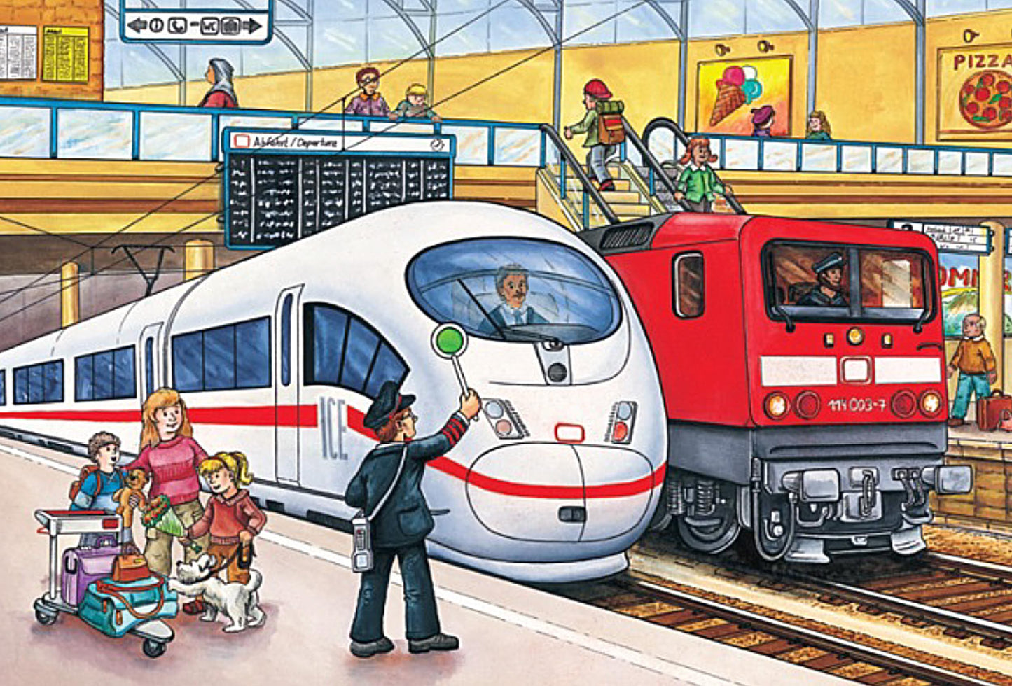 Schmidt Spiele 56508 Vehicule, 4 Puzzle pentru copii în cutie metalică, 2x26 și 2x48 piese