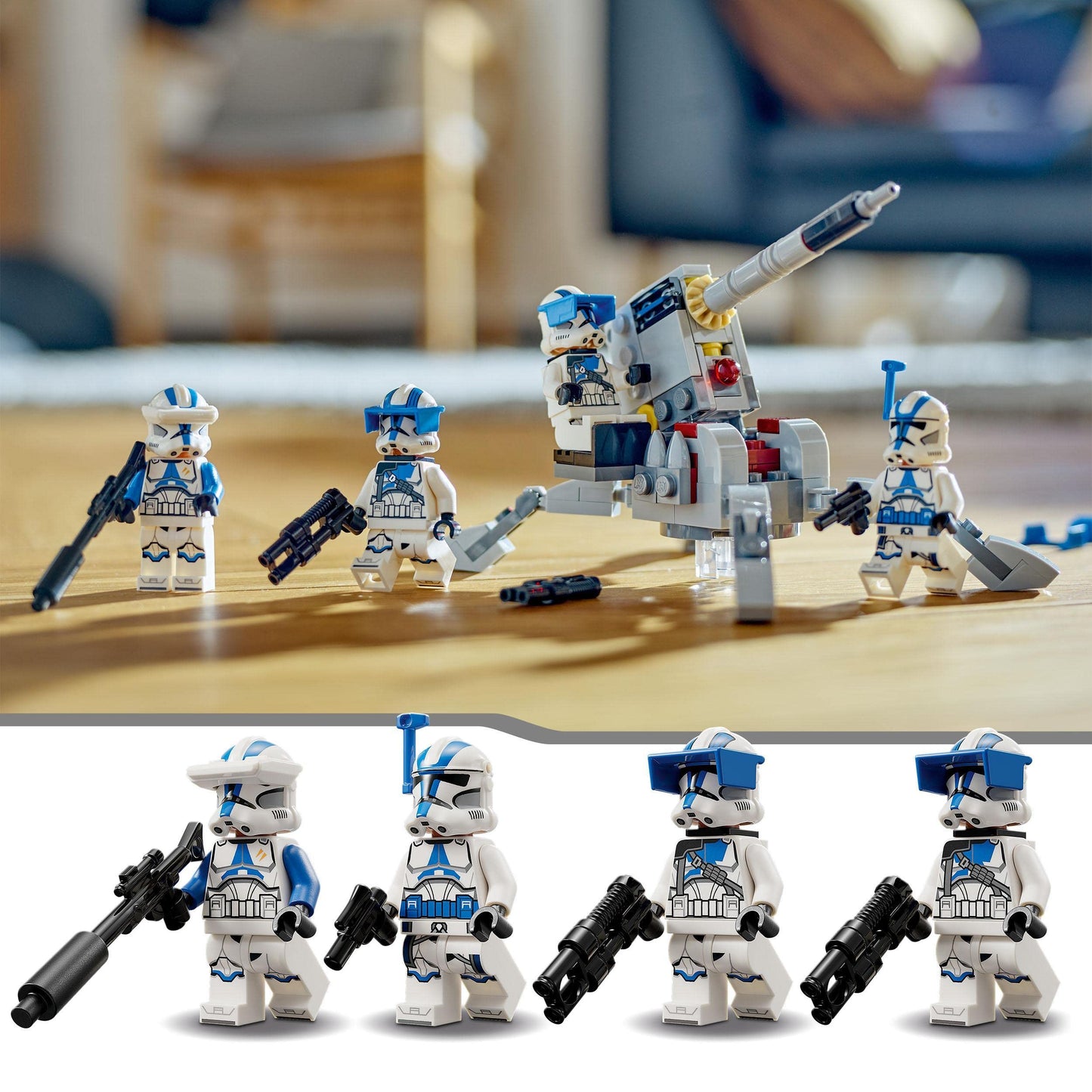 LEGO Star Wars™ Pachet de Luptă: Soldați Clon de la 501, Set de Bătălie, Vehicul AV-7, Jucărie de Construit, Mini Figuri, Războaiele Clon 75345