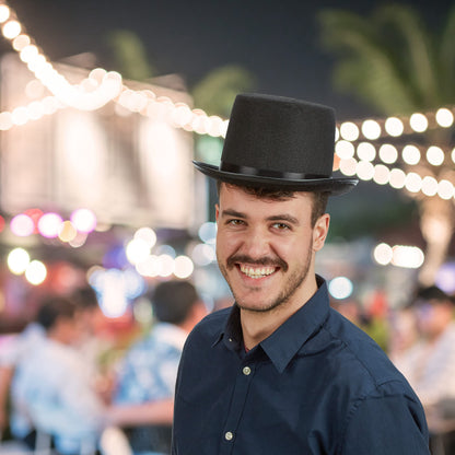 Relaxdays Zylinderhut Pălărie cilindrică neagră pentru carnaval și petrecere costum, mărime unică, max. circumferință cap 59 cm, Gentleman (negru)