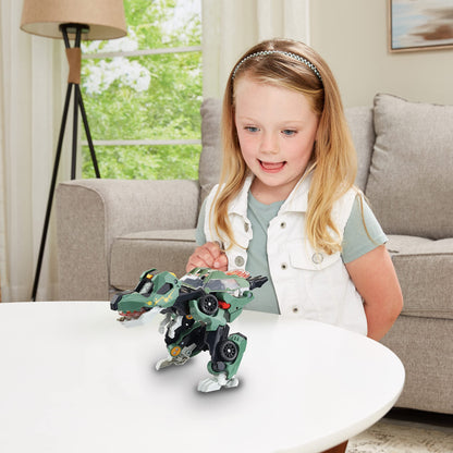 VTech Switch and Go Dinos Launcher T-Rex – Dino-Auto Transformer 2-in-1 cu efecte sonore și luminoase – Cu dispozitiv de lansare – Pentru copii 3-8 ani, verde