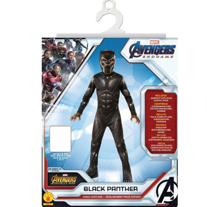 Rubies Avengers Costum clasic Black Panther pentru copii 5-6 ani Supererou Marvel cu overall și mască