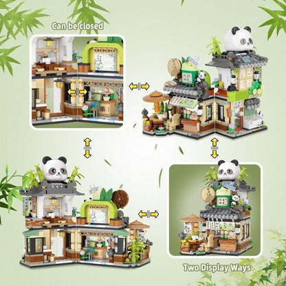 Panda Haus Mini Blocuri, Set Creativ MOC Jucării pentru Fete 6-12 Ani, 860 PCS Blocuri de Construcție, Cadou Jucărie (Incompatibil cu Lego)