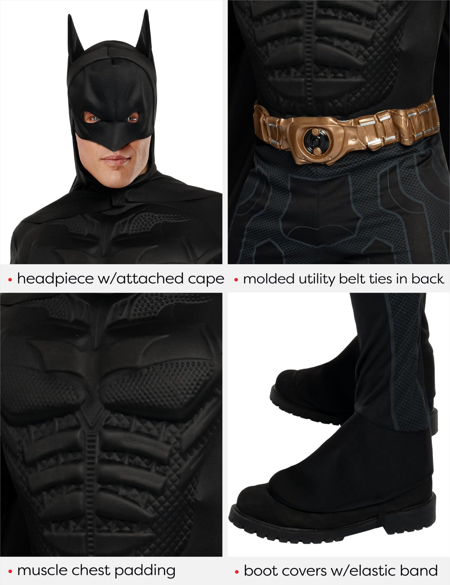 Costum Deluxe Batman pentru adulți Rubie's 3 880671 XL, Mărime XL, Negru, Halloween