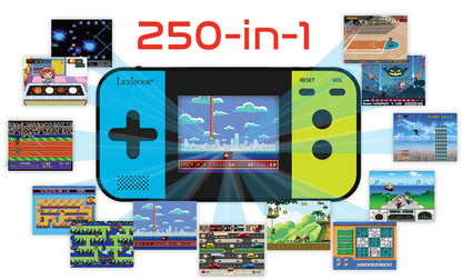 Lexibook Compact Cyber Arcade - Consolă de jocuri portabilă cu 250 jocuri, LCD, alimentată cu baterii, pentru copii, negru/albastru/verde, JL2377