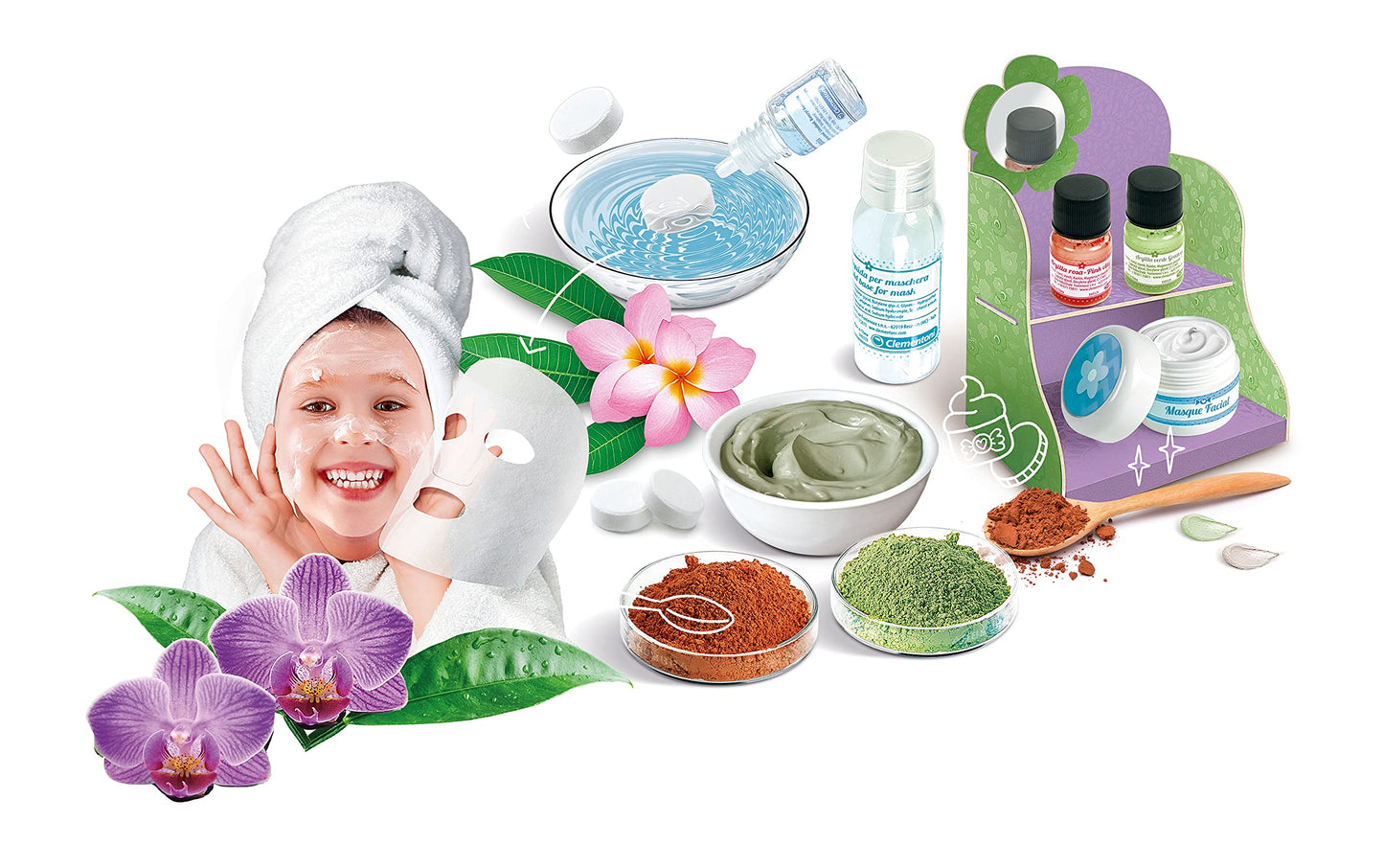 Clementoni Galileo Lab – Mască de față DIY, set cosmetic pentru copii de la 8 ani, cu țesături parfumate pentru relaxare, 59248