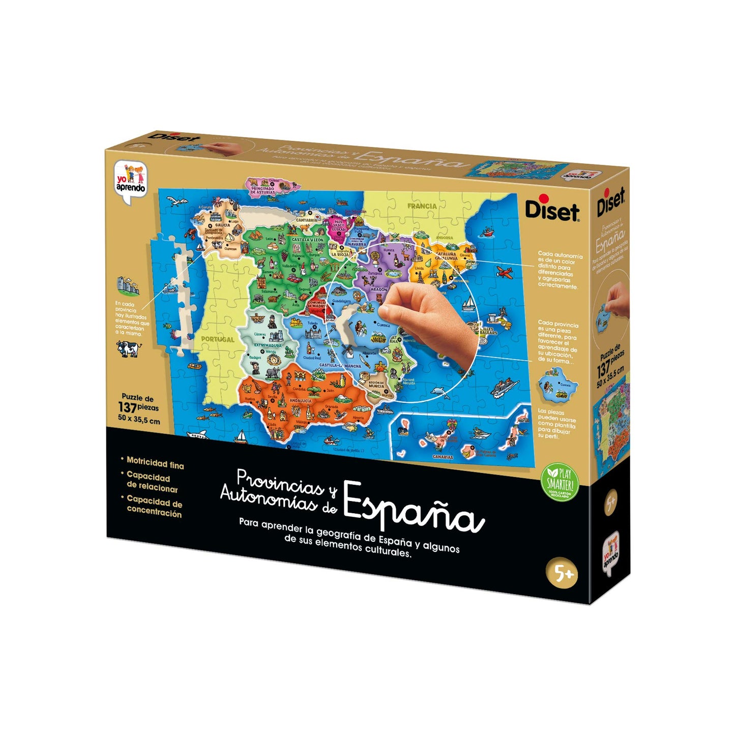 Diset - Provincii și Autonomii din Spania, Puzzle educativ pentru a învăța geografia Spaniei de la 5 ani