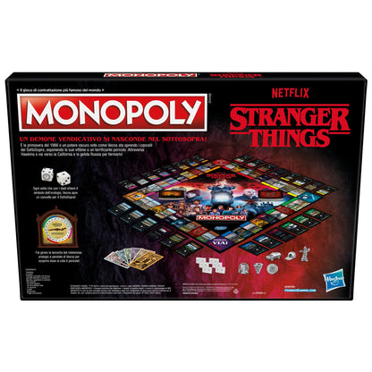Hasbro Gaming Monopoly Stranger Things - Joc de societate pentru adulți și adolescenți, 6 jucători, de la 14 ani, 41 x 400 x 267 mm, limbă italiană.