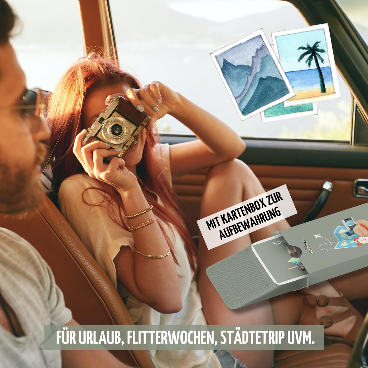 snaPmee Urlaubsfoto-Challenge Joc de societate cu 50+4 provocări foto pentru călătorii, camping, rulote - Idei foto grozave, cadou pentru vacanță, cupluri, familie