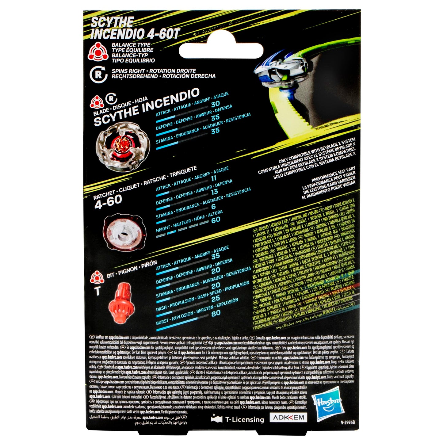 Beyblade X Scythe Incendio 4-60T Pachet de Start cu Kreisel și Starter