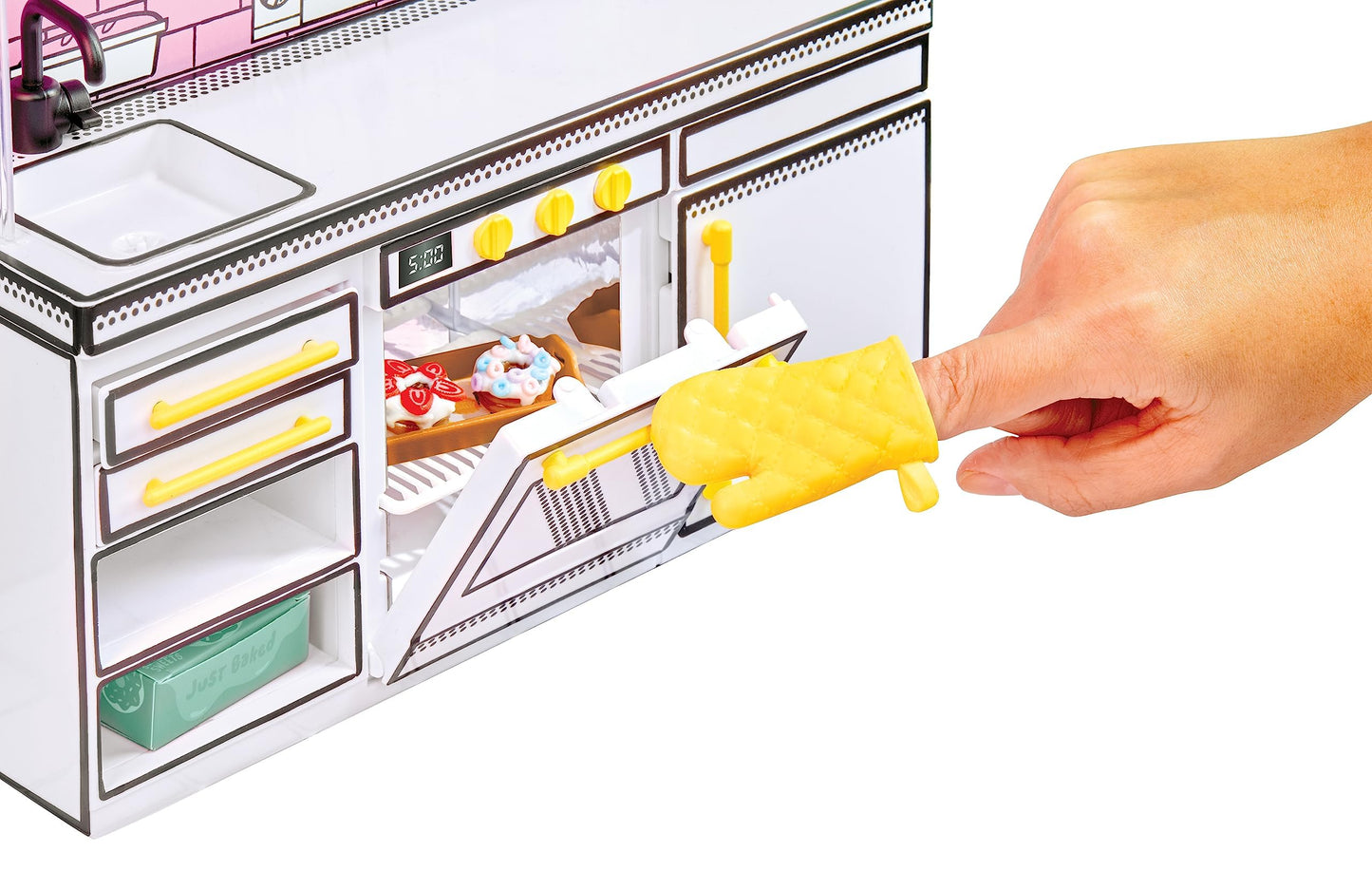 MGA Miniverse - Set de joacă mini bucătărie DIY cu lumină UV, rețetă secretă, jucărie din plastic și mănuși mini pentru cuptor - nu este comestibil - necesită baterii - potrivit pentru copii de la 8 ani.