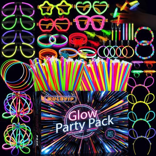 MULEVIP Yingguangbang Set de bețe luminoase 347 piese brățări neon pentru petrecere și joacă copii