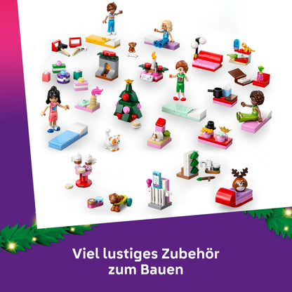LEGO Friends 42668 Set de construcție Advent Calendar 2025 cu 24 surprize, 5 minifigurine și 5 figurine animale pentru copii de la 6 ani