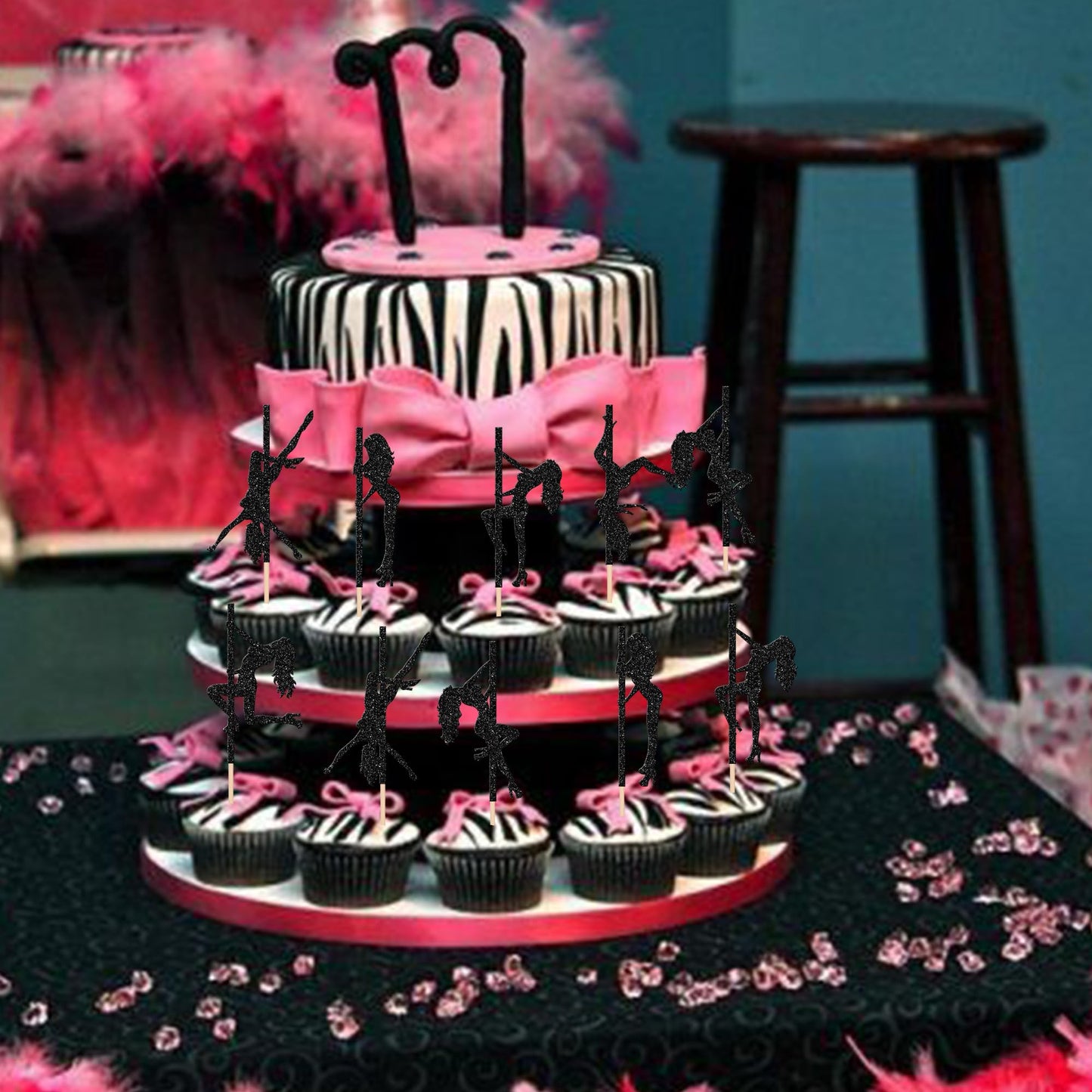 SYKYCTYC 30 Topper Cupcake Pole Dance cu Sclipici